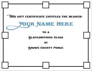 Beginners Blacksmithing Class Gift Certificate
