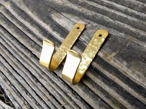 Two Small Decorative Brass Hooks - Brown County Forge