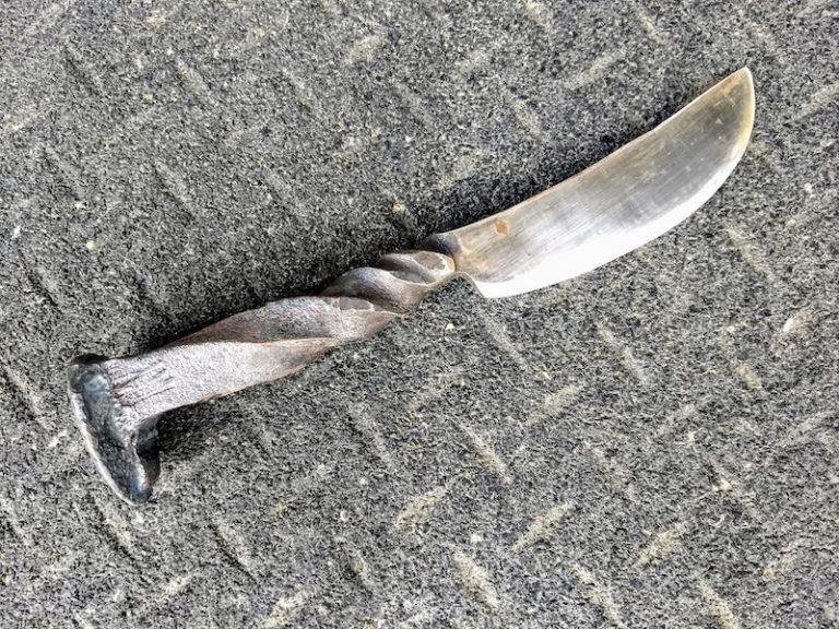 a Twisted Railroad Spike Knife Brown County